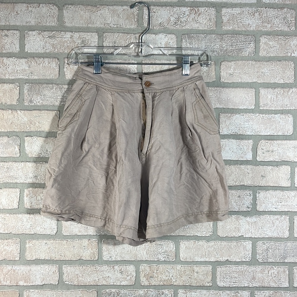 Daytrip Silk Blend Khaki Shorts- Size M
